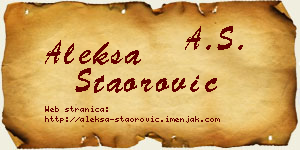Aleksa Staorović vizit kartica